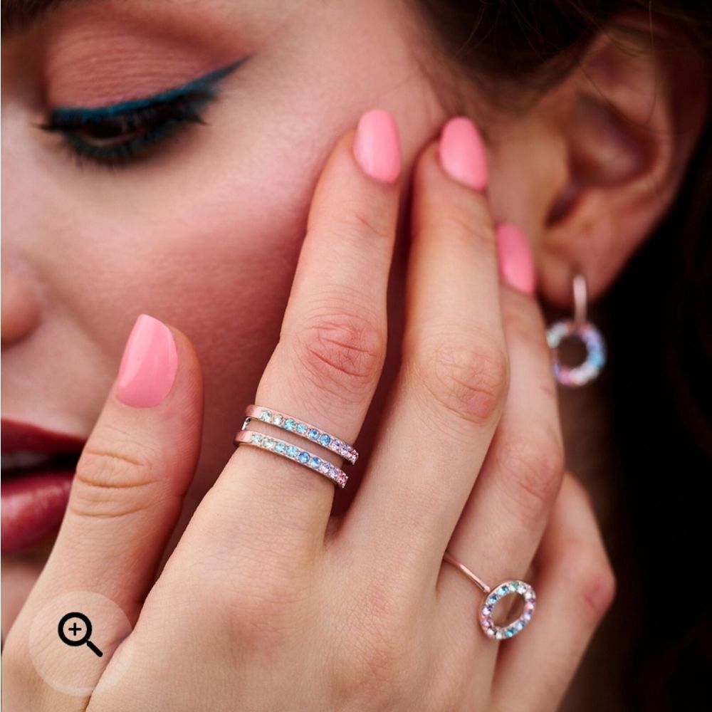 Icing Rainbow‎ Gold Double Band Rings